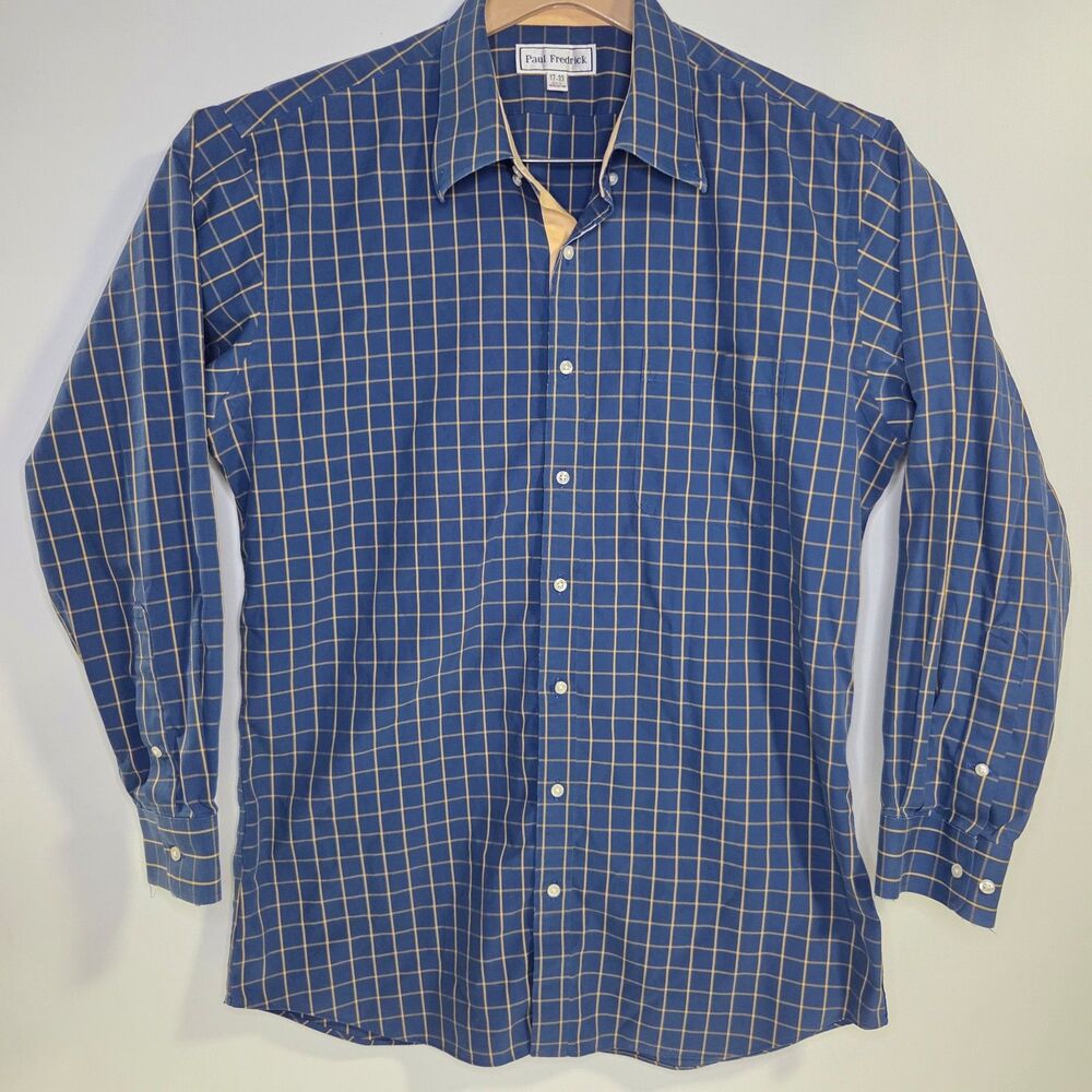 Paul Fredrick Shirt Men's Long Sleeve Button Down sz 17 - 33